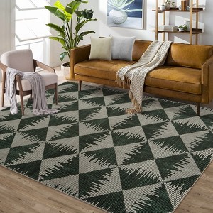 Area Rugs Living Room Modern Geometric Carpet Non-Slip Low Pile Machine Washable Accent Rug - 1 of 4
