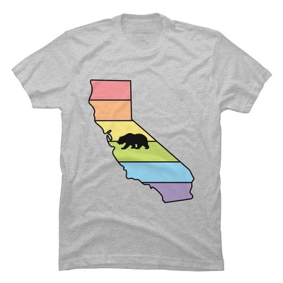 Adult Design By Humans California State Bear Pride Rainbow Flag By mellowrainbowT-Shirt