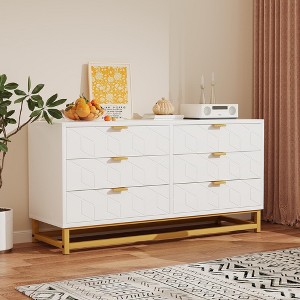 Bedroom 7 Drawer Storage Chest, 53.5 Inch Large Dressing Table with Metal Legs, Spacious Storage Space, Suitable for Bedroom, Living Room, Entryway - 1 of 4