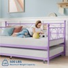 Twin Size Daybed Metal Daybed Frame, Space Saving Compact Design, Mattress Foundation Platform Sofa Bed, Lockable Casters, for Bedroom - 2 of 4