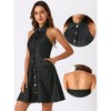 Allegra K Women's Halter Neck Button Down Shirt Denim A-Line Mini Dresses - 2 of 4