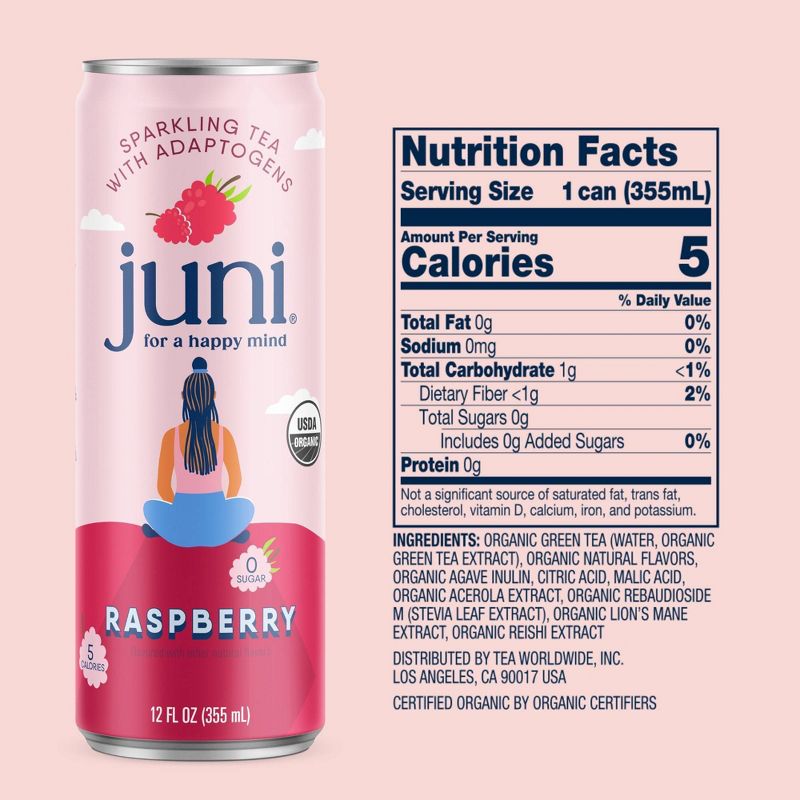 Juni Raspberry Sparkling Tea Beverage - 12 fl oz Can, 2 of 6