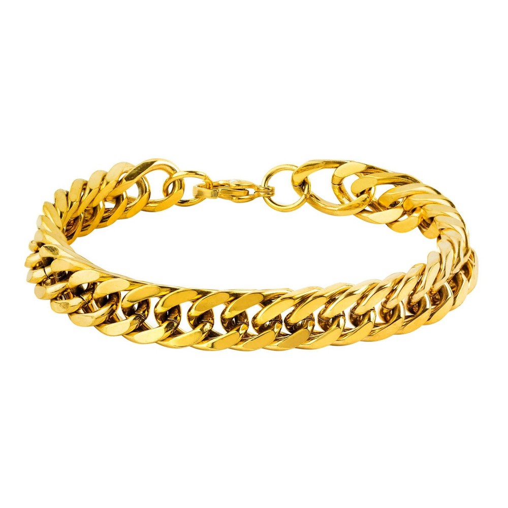 Photos - Bracelet Men's West Coast Jewelry Goldtone Stainless Steel 8-Inch Curb Link Chain B