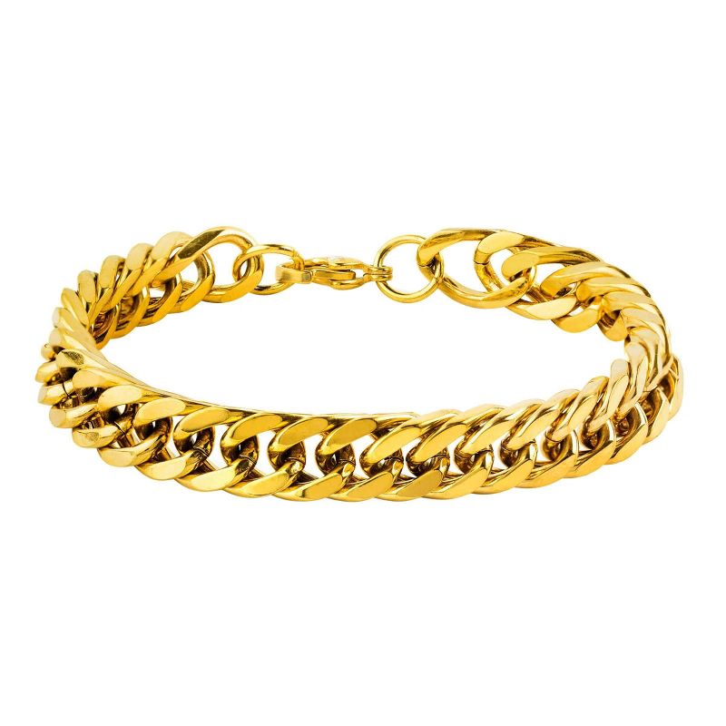 Men's West Coast Jewelry Goldtone Stainless Steel 8-Inch Curb Link Chain Bracelet, 1 of 5