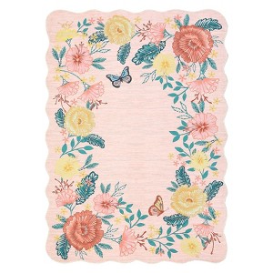 Modern Floral Rug Washable Rug with Non Slip Backing Low Pile Indoor Carpet Foldable Soft Floor Cover for Living Roo Bedroom Office - 1 of 4