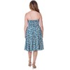 24seven Comfort Apparel Petite Teal Floral Strapless Tube Top Flowy Knee Length Dress - 3 of 4
