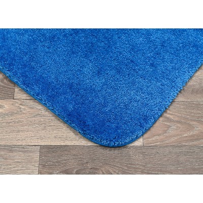 Electric Blue Traditional Plush Nylon 3-Piece Bath Rug Set