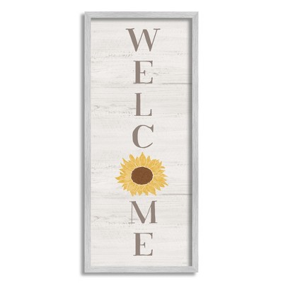 Stupell Industries Welcome Sign Rustic Sunflower Framed Giclee Art