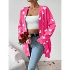 Heart Cardigan Sweater for Women Oversized Valentine Cardigan Cute Love Print Open Front Knit Sweaters Coat with Pockets - 2 of 4