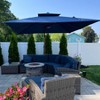 PURPLE LEAF Patio Large Cantilever Umbrella Outdoor Wood Grain Pattern Umbrella Pole Offset Umbrella Heavy Duty Sun Umbrellas for Garden Deck Pool - 2 of 4