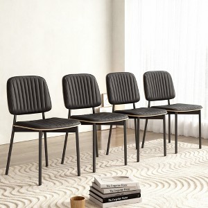 Gaoyangjiaju 32.7 Inch 4 Pack PU Leather Dining Chairs with Metal Frame Modern Accent Chairs for Dining Room Kitchen - 1 of 4
