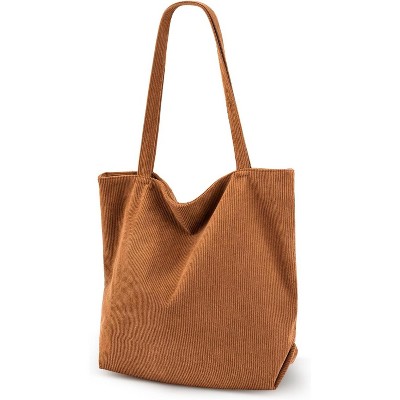 Paaaawaters Corduroy Tote Bag for Women,Hobo HandBags with Zipper,Large Capacity Casual Shoulder Handbags with Inner Pockets