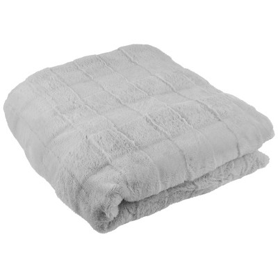 Gray Queen Size Reversible Faux Fur Blanket