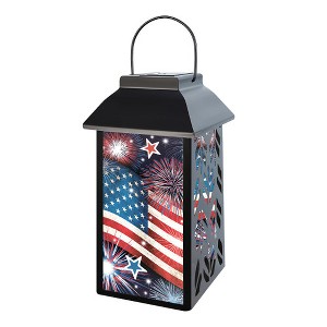 Briarwood Lane Lantern 12" x 6" x 6" Stars and Stripes Solar Lantern - 1 of 4