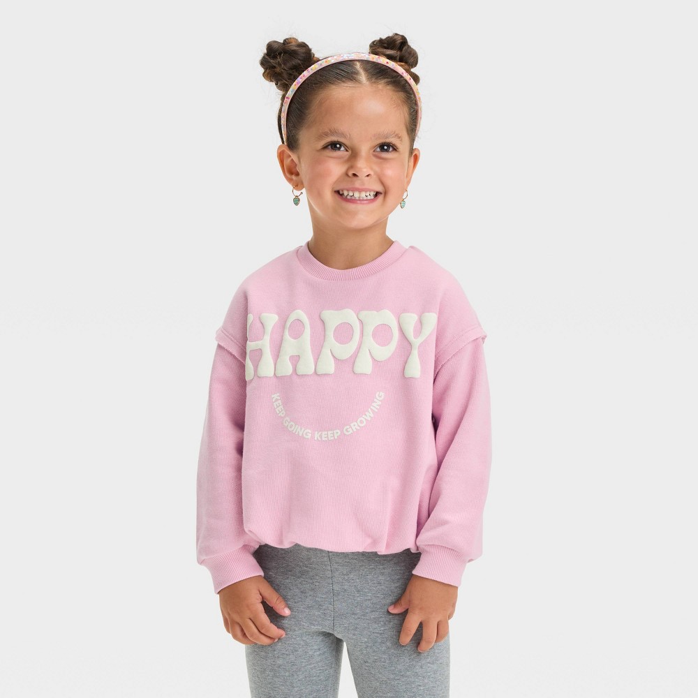 Grayson Mini Toddler Girls Happy French Terry Crewneck Sweatshirt