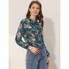 Allegra K Women's Floral Long Sleeve Retro Ruffled Button Down Top - 3 of 4