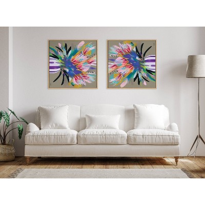 Natural Colorful Painted Floral 30"x30" Canvas Wall Art