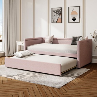Modern Style Twin Size Upholstered Daybed with Trundle - Ideal for Guest Room, Small Bedroom, Study Room