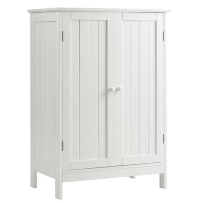 Costway Bathroom Floor Storage Cabinet Double Door Kitchen Cupboard Shoe Cabinet White