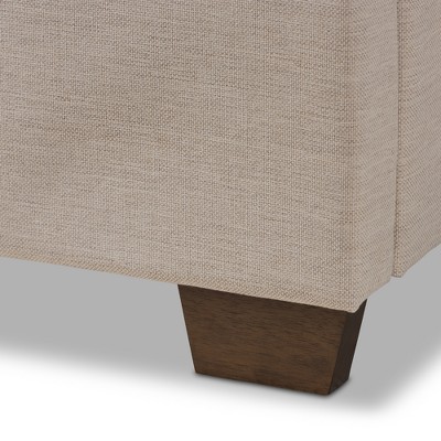 King Light Beige Upholstered Wood Frame Bed with Tufted Headboard