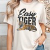 Easy Tiger Retro Grunge T-Shirt, Vintage White and Natural Tee With Wild Animal| OrnamentallyYou - 4 of 4