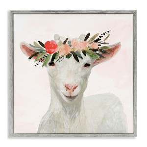 Stupell Industries Springtime Flower Crown Baby Goat, 12" x 12" - 1 of 4