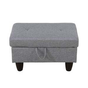 DOMETOUR 28.5" Gray Linen Upholstered Ottoman - Modern Footrest or Accent Bench for Living Room, Bedroom, or Entryway - 1 of 4