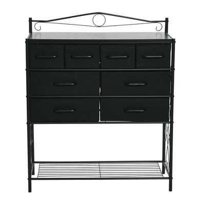 Black Oak Coastal Vertical Dresser with Metal Frame