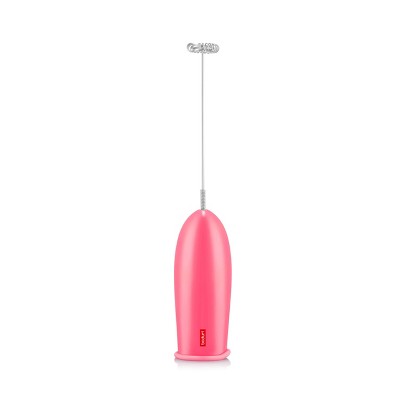 Bodum Schiuma Milk Frother Pink: Handheld Frother Wand for Coffee, Battery-Powered Mixer, Stainless Steel & Plastic