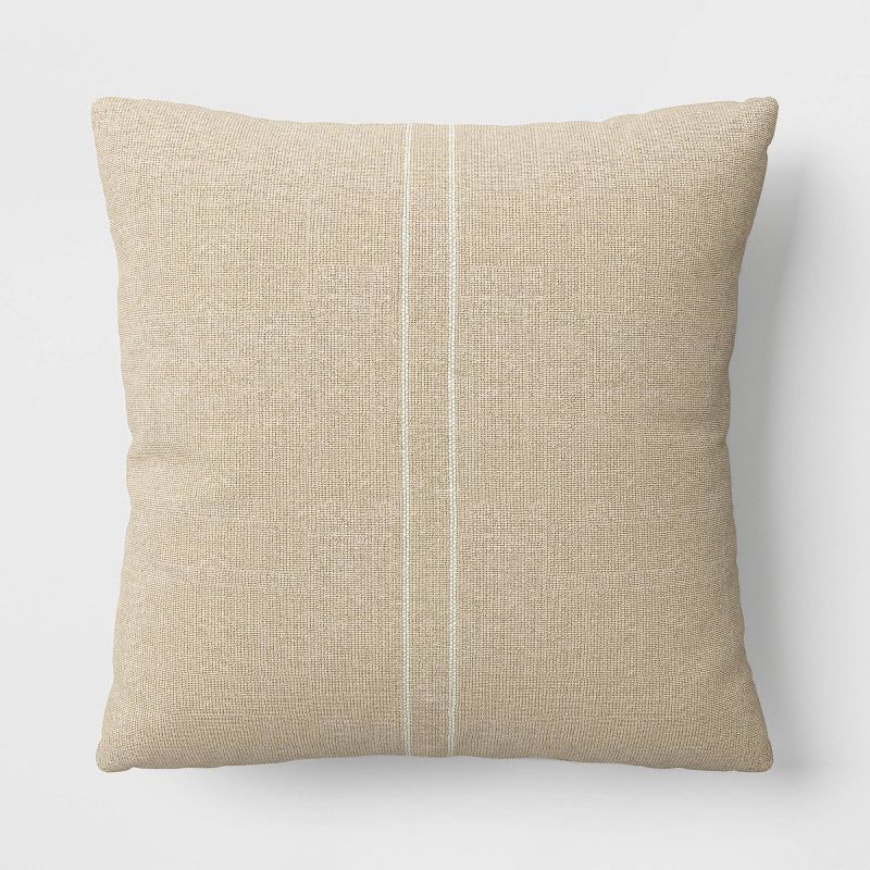 Textured Linen Striped Throw Pillow Neutral - Threshold™, 1 of 12
