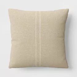 Textured Linen Striped Square Throw Pillow Neutral - Threshold™