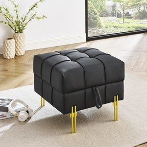 NicBex Ottoman Foot Rest 22" PU Ottoman with Storage with Golden Stainless Steel Legs Entryway Bench for Bedroom, Living Room - 1 of 4