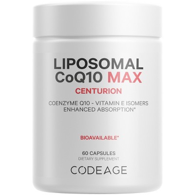 Codeage Liposomal Coq10 Max, Vitamin E Tocopherols & 250 Mg Coenzyme ...