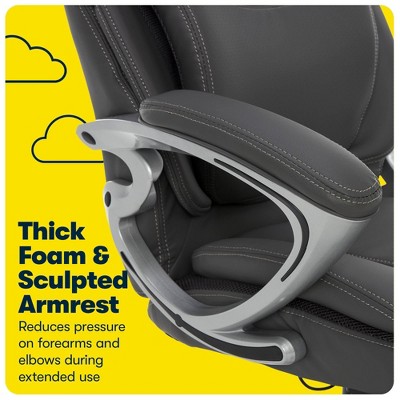 Gray Leather Executive Office Chair with Lumbar Support