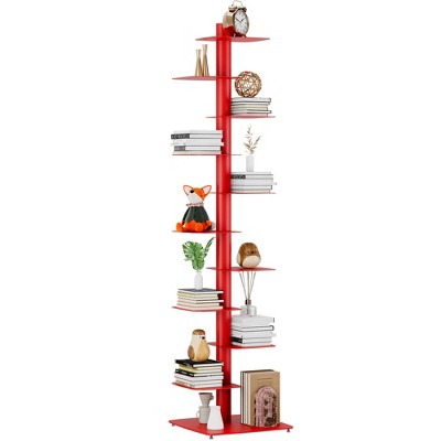 Suchtale 11-Tier Metal Bookcase, Vertical Spine Book Organizer Shelf for Study & Living Room Decor, DIY Storage Rack