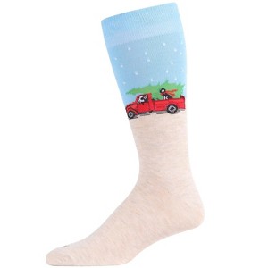 Memoi Men's Festive Puppy Pickup Truck Novelty Crew Socks - 1 of 4