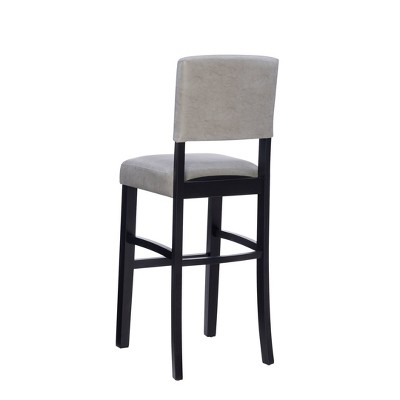 Elegant Dove Gray Faux Leather Upholstered Bar Stool with Black Wood Frame