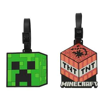 Minecraft Youth Luggage Tag 2pc Set - 3D Molded Rubber with ID Card