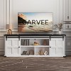 70“ Farmhouse TV Stand for 75 Inch TVs, Mid Century Modern TV Console Table with Sliding Barn Doors & Storage Cabinets for Living Room Bedroom - 2 of 4