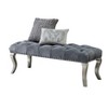 Roundhill Furniture Decor Maxem Tufted Fabric Upholstered Seat with Nailhead Trim Bench, Gray - 4 of 4