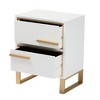 Baxton Studio Giolla Contemporary Glam and Luxe White Finished Wood and Gold Metal 2-Drawer End Table - 3 of 4
