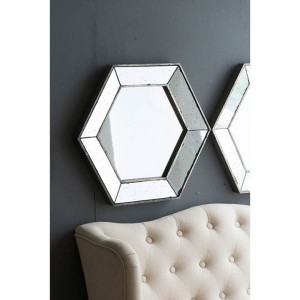 21" x 18" Hexagon Wall Mirror with Traditional Silver Finish, Home Decor Accent Mirror for Living Room, Entryway, Bedroom - 1 of 3