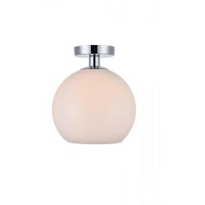 Elegant Lighting Baxter 1 Light Chrome Flush Mount With Frosted White Glass - 1 of 4