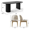9-Piece Oval Dining Table Set, 79'' Pedestal Table with 8 Upholstered Linen Fabric Chairs, Modern Dining Room Furniture for 8-Maison Boucle - 3 of 4
