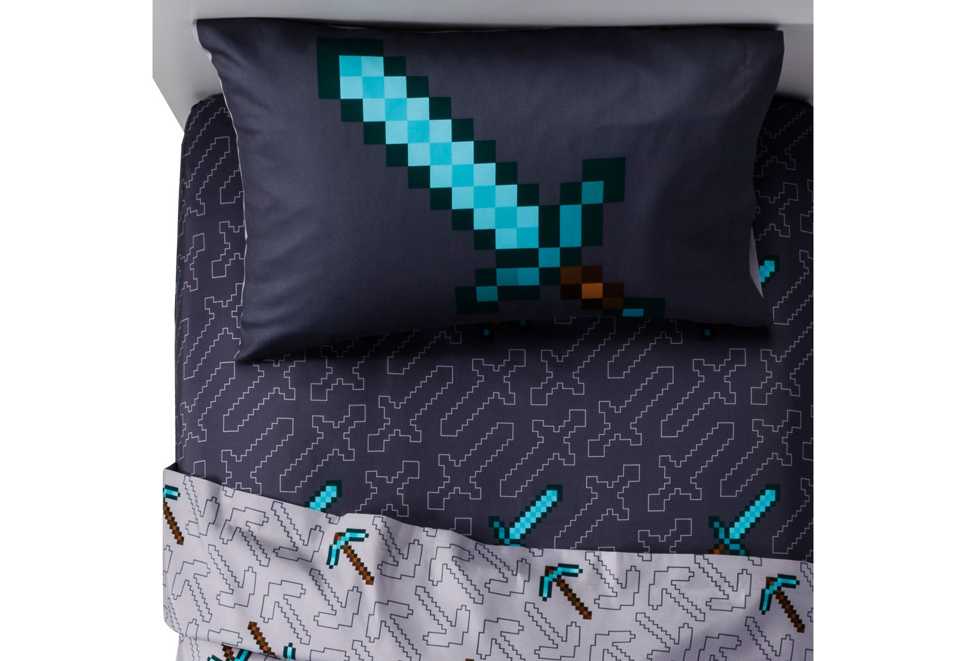 Minecraft 4pc Full Kids' Sheet Set Gray