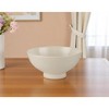 HomeRoots 12" Cream Ceramic Round Pedestal Centerpiece Bowl - 2 of 4