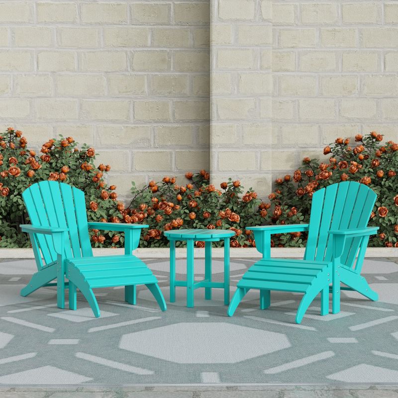 WestinTrends Dylan HDPE Outdoor Patio Adirondack Chairs with Ottomans and Side Table (5-Piece Conversation Set), 2 of 7