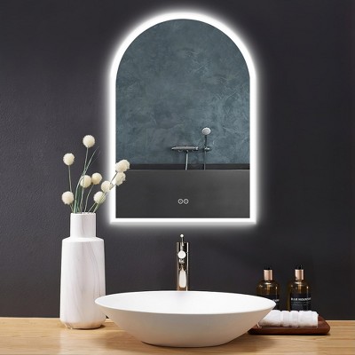 Dovelina Arched Bathroom Vanity Mirror LED Mirror with Defog