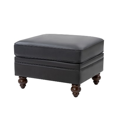 Benito 26.5" Wide Contemporary Genuine Leather Ottoman for Living Room | ARTFUL LIVING DESIGN