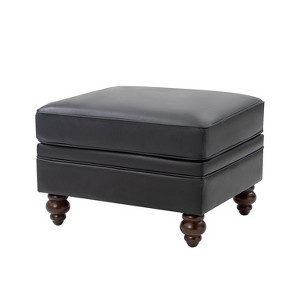 Benito 26.5" Wide Contemporary Genuine Leather Ottoman for Living Room | ARTFUL LIVING DESIGN - 1 of 4